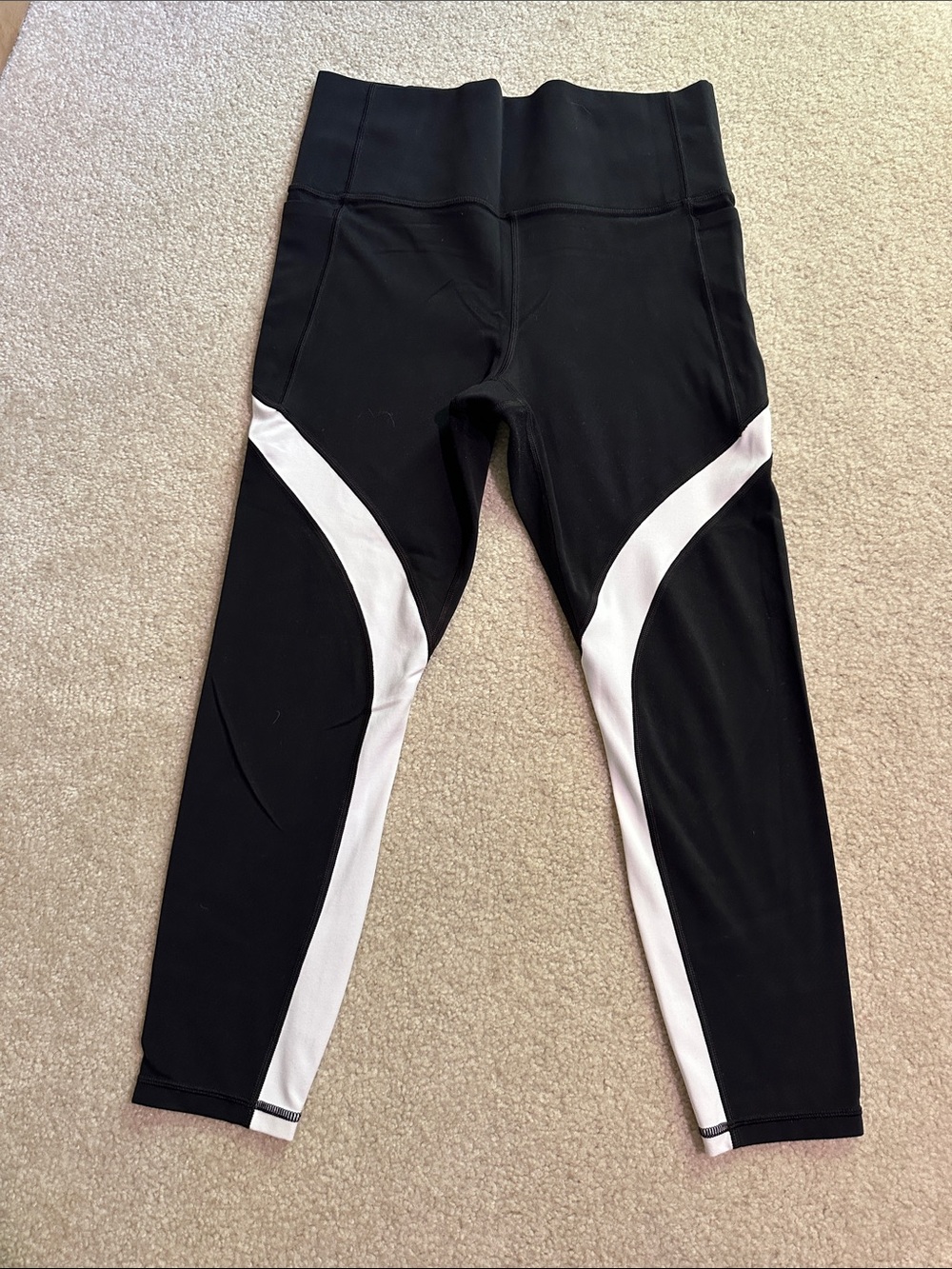Athleta Black and White High-Waist Performance Leggings
